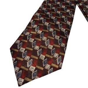 David Taylor Men's‎ Geometric Pattern Necktie Red Brown Gold Polyester Formal